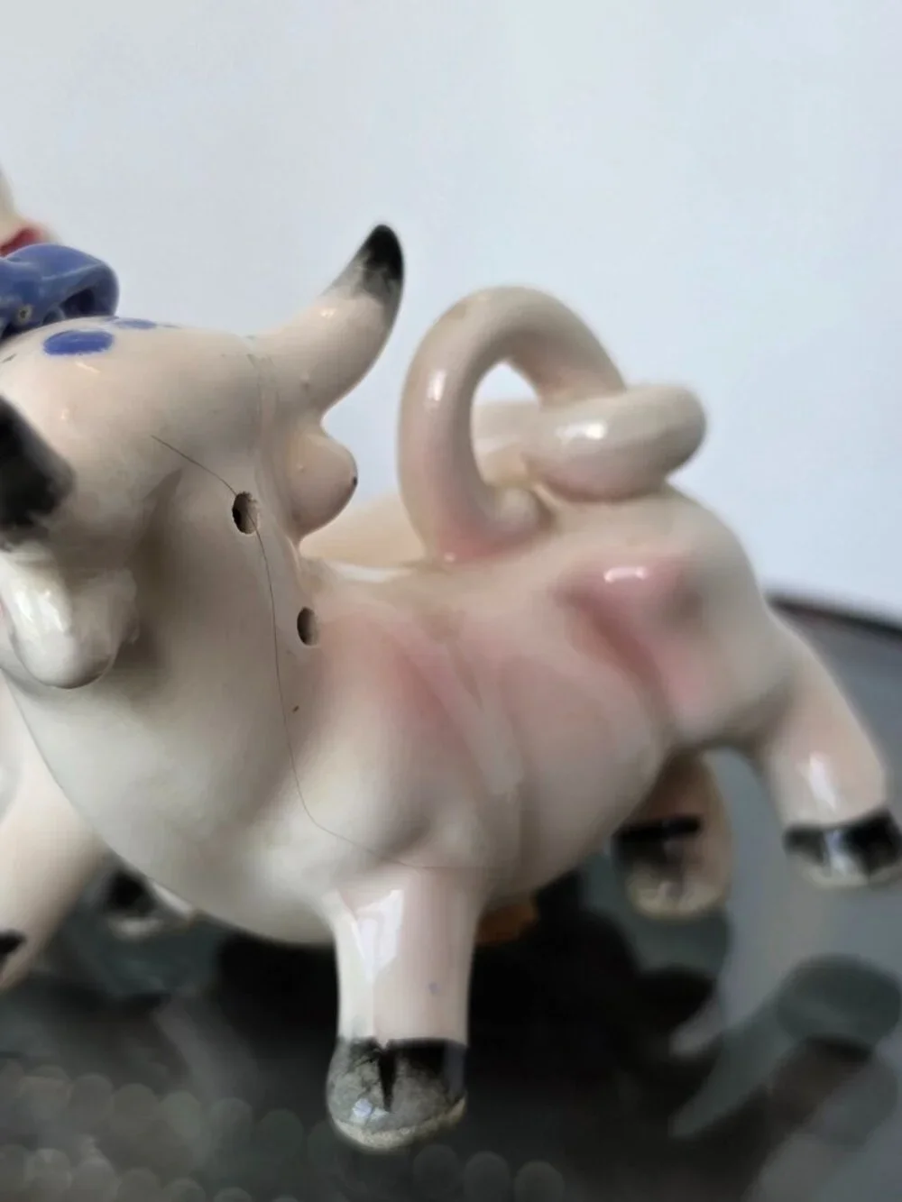Vintage 1950's Kissing Cow and Bull Salt & Pepper Shakers intertwined